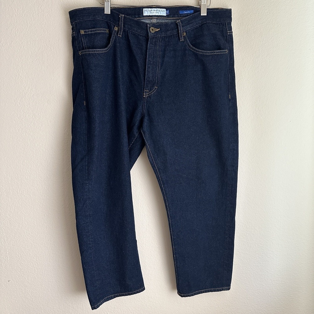Peter Manning Classic Fit Jeans Men 38W 25L Dark Indigo Blue Denim PMNYC